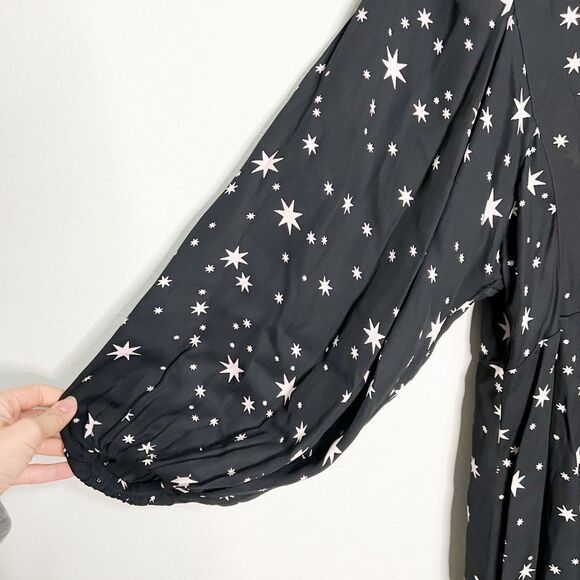 byTiMo Vintage Star Print Astrological Puff Sleeve Flowy Mini Dress - Picture 6 of 11